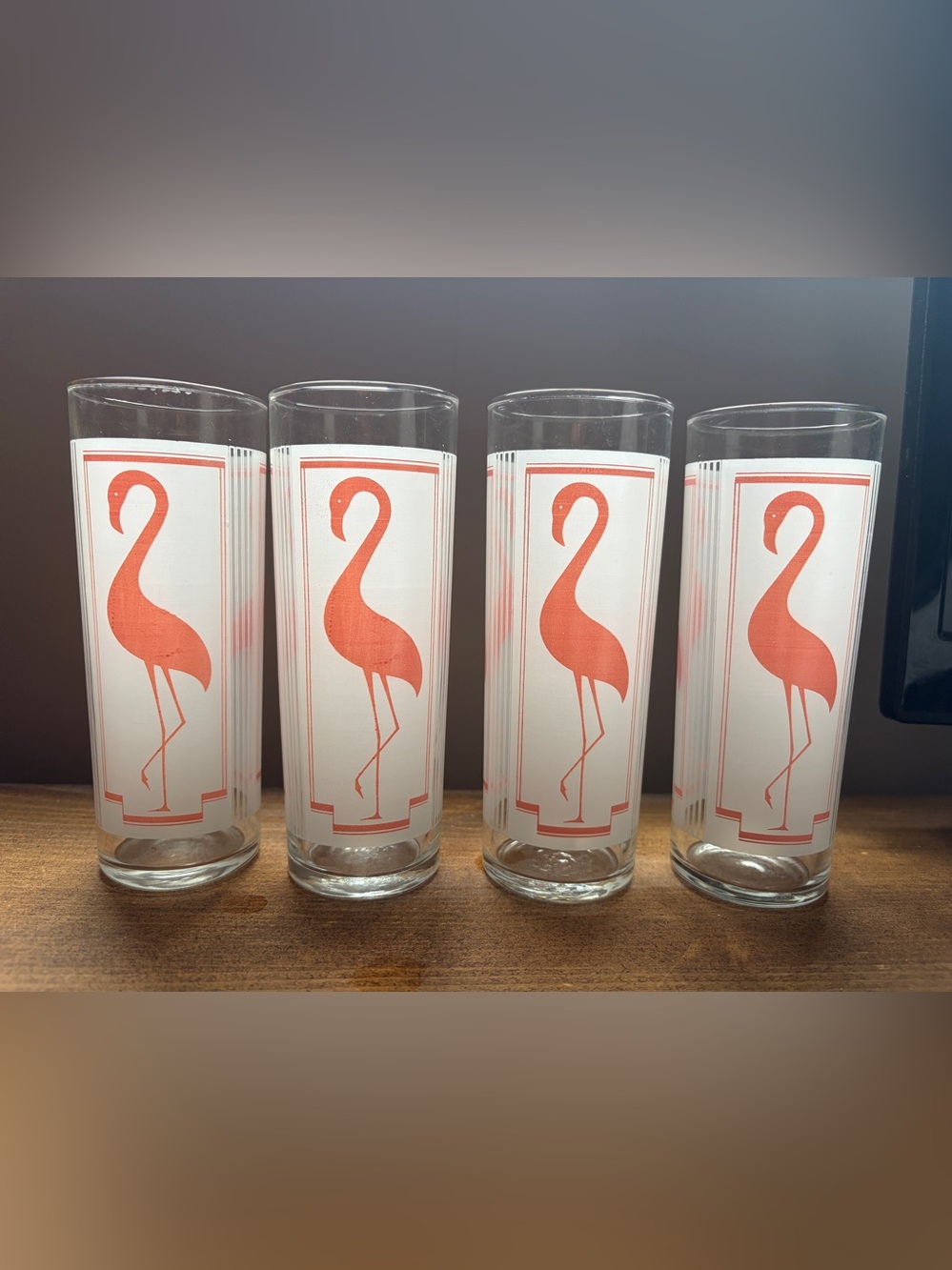 Vintage MCM Flamingo Highball Glasses in Coral Pink - Set of 4
